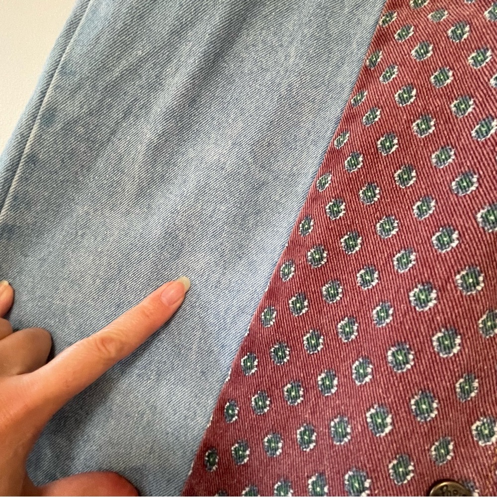 *SOLD*Vintage 90’s denim patchwork maxi dress light wash jean front snap buttons - Picture 4 of 6